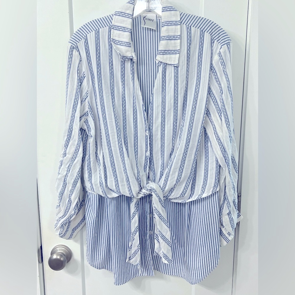 Finley Tie-Front Cotton Blouse